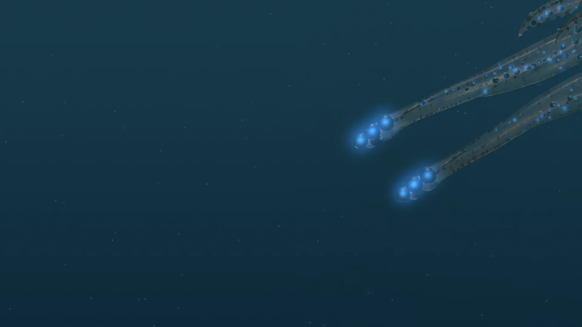 第4腕の先端に並ぶ発光器の拡大（AI生成画像と描画した光）